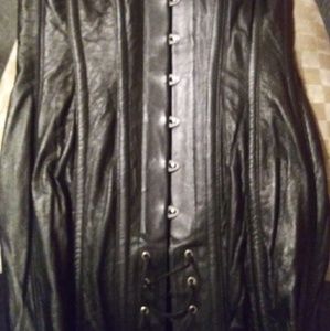 A leather corset dress. 22p